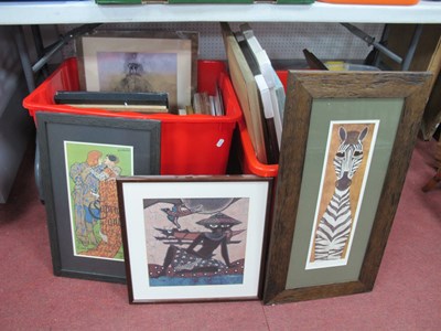 Lot 1153 - Pictures and Frames:- Two Red Boxes.