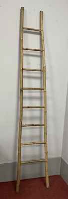 Lot 1571 - Bamboo Eight High Library Steps, 202cm high.