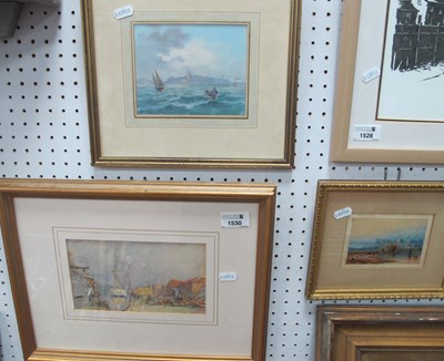 Lot 1530 - Unsigned Watercolour, Masted boats in harbour,...