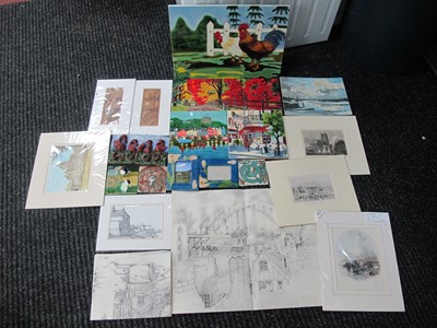 Lot 1024 - Pictorial Ceramic Tiles, the largest of...