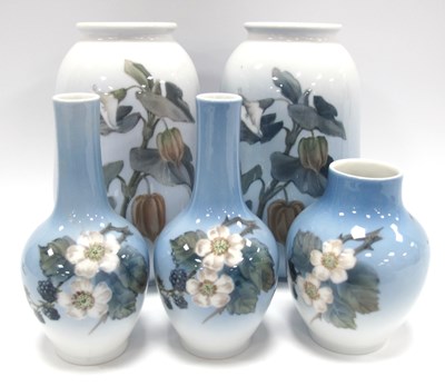 Lot 1101 - Three Royal Copenhagen Porcelain Vases,...