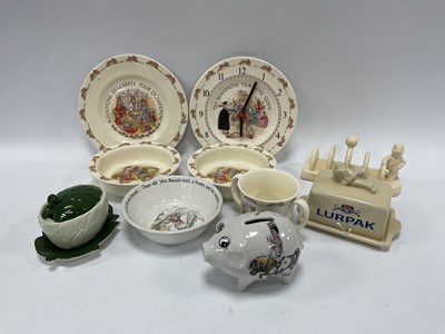 Lot 1211 - Royal Doulton Bunnykins, bowls, plates, clock....