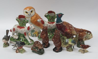 Lot 1232 - Beswick - Pheasant, owl, birds. A pair of XIX...