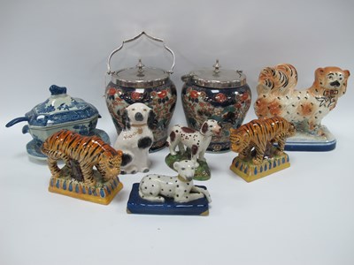 Lot 1197 - XIX Century Style Staffordshire Dogs, pair of...
