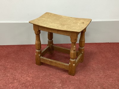 Lot 1595 - A Robert Thompson 'Mouseman' Oak Stool, the...