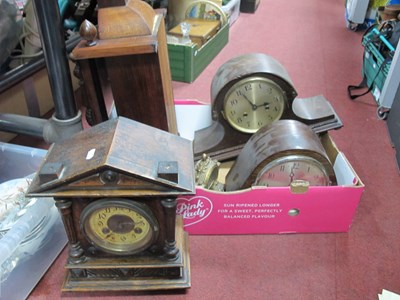 Lot 1114 - Three wooden cased mantle clocks one Napoleon...