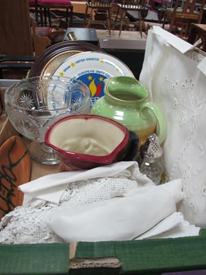 Lot 1058 - Irish Table Linens, Doulton jug, pedestal bowl,...