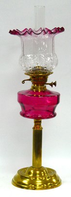 Lot 1327 - An Early XX Century Brass Oil Lamp, with...