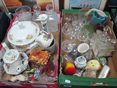 Lot 1009 - Decanters, other glassware, tureen, teapot,...