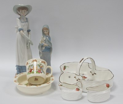 Lot 1239 - Coalport Strawberry Basket, Lladro figure of a...