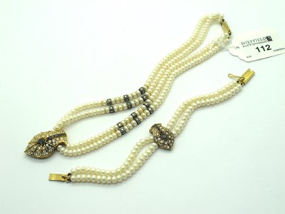 Lot 112 - A Highly Decorative Two Row Pearl Bead...