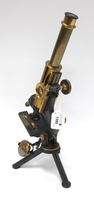 Lot 1395 - Brass Microscope on a Tripod Stand (no box).