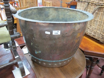 Lot 1590 - Large Beaten Copper Log Bucket with riveted...