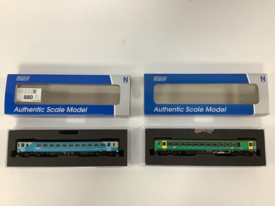 Lot 880 - Two Boxed Dapol 'N' Gauge Class 153 Diesel...