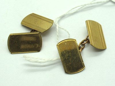 Lot 168 - A Pair of 9ct Gold Cufflinks, the part engine...