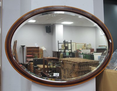Lot 1569 - Edwardian Inlaid Mahogany Oval Framed Bevelled...
