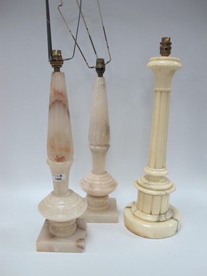 Lot 1488 - A Pair of Alabaster Table Lamps with fluted...