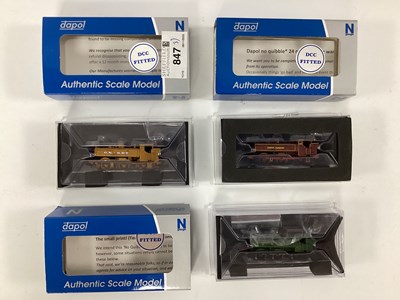 Lot 847 - Three boxed Dapol N gauge 0-6-0 pannier tanks:...
