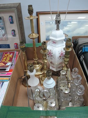 Lot 1007 - Alabaster, brass, ceramic and glass table...