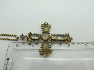Lot 67 - An Antique Cross Pendant, collet set, with...