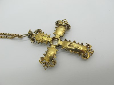 Lot 67 - An Antique Cross Pendant, collet set, with...