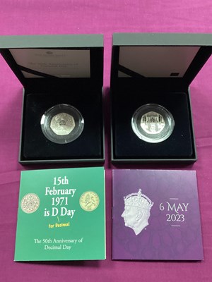 Lot 138 - Two Royal Mint Silver Proof 50p Coins,...