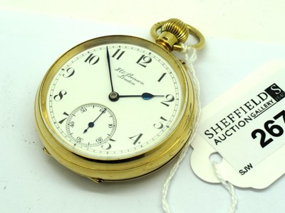 Lot 267 - JW Benson London; An 18ct Gold Cased Openface...