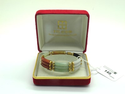 Lot 145 - A Modern Decorative Multi Jade Bracelet, three...