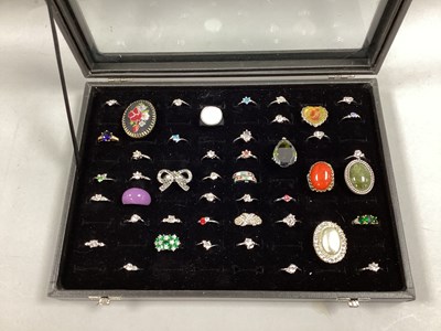 Lot 259 - A Collection of Modern Dress Rings, within a...