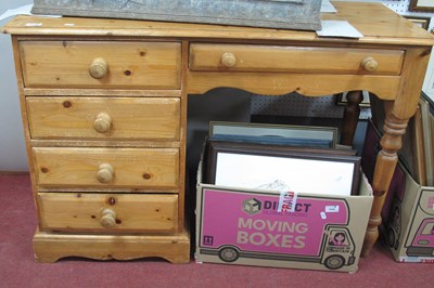 Lot 1573 - Pine Kneehole Desk, with left flight of four...
