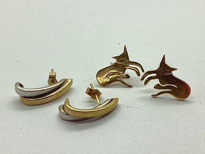 Lot 94 - A Pair of Two Colour Half Hoop Earrings, to...