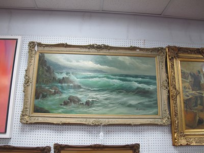 Lot 1511 - De Silva Choppy Waves at Sea Shore, oil on...