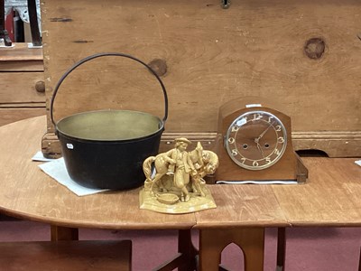 Lot 1595 - Haller Mantle Clock, brass jam pan with iron...