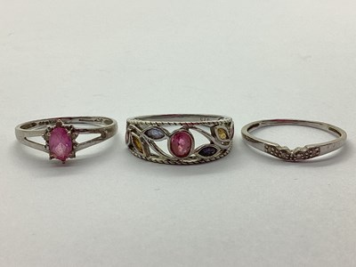 Lot 47 - A Modern 9ct White Gold Dress Ring, multi...