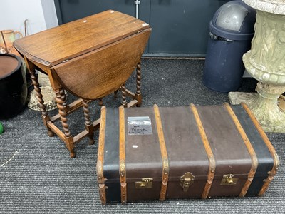 Lot 1572 - Oak Dropleaf Table with Barley Twist Supports,...