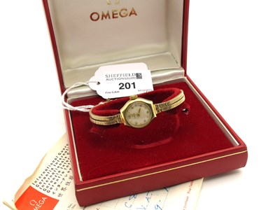 Lot 143 - Omega; A 9ct Gold Cased Ladies Wristwatch, the...