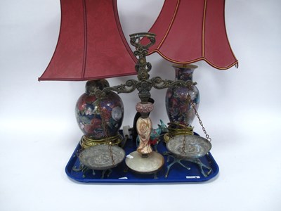 Lot 1464 - Two Endon Lamps, scales, Egyptian style cat,...
