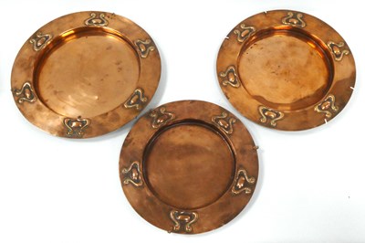 Lot 1293 - A Set of Three Beldray Art Nouveau Copper...