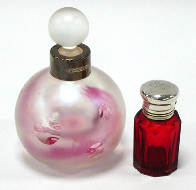 Lot 1014 - A Victorian Cranberry Glass Scent Bottle, of...