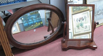 Lot 1505 - Oak Framed Oval Bevelled Wall Mirror, XIX...