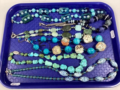 Lot 270 - A Turquoise Bead Necklace, of graduated design,...