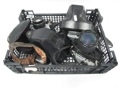 Lot 1428 - Cameras; Olympus OM10 with F Zukio 50mm f/1.8...