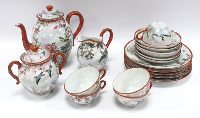 Lot 1183 - A Japanese Eggshell Tea Set, with hand-painted...