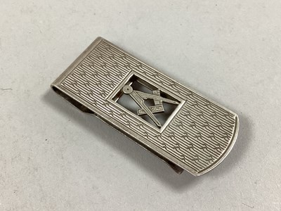 Lot 286 - A Hallmarked Silver Masonic Money Clip, S J...