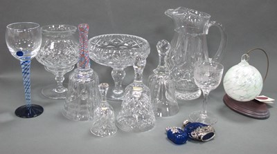 Lot 1302 - Glass Goblet with Blue Airtwist Stem and Base,...