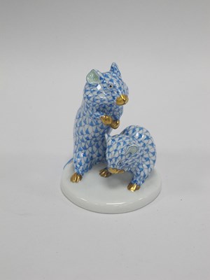 Lot 1310 - Herend Mice Figure Group in Blue, 7.5cm tall.