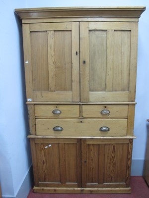 Lot 1596 - XIX Century Pine Cupboard with stepped...