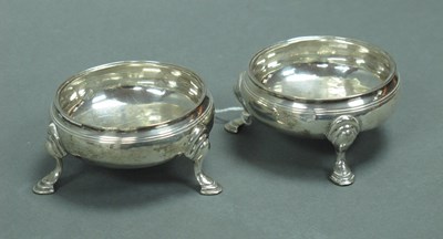 Lot 77 - A Pair of Georgian Hallmarked Silver Salts,...
