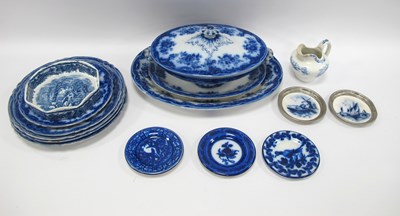 Lot 1180 - Albion Ophir Flo Blue Dinner Ware, willow...