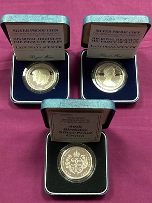 Lot 117 - Three Royal Mint Silver Proof Crowns, includes...
